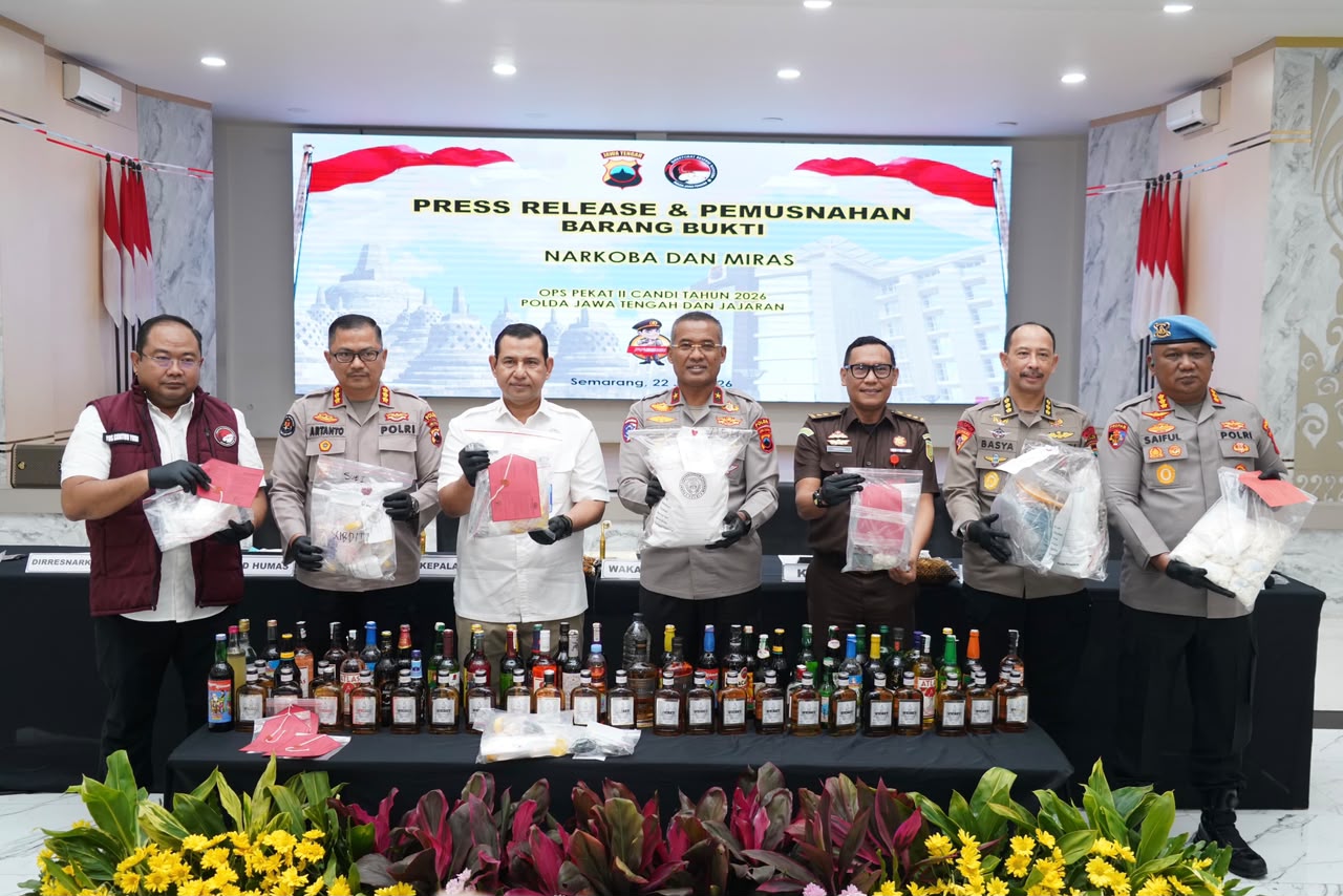 Operasi Pekat II Candi 2026 Bongkar 2.310 Kasus Narkoba dan Miras di Jateng